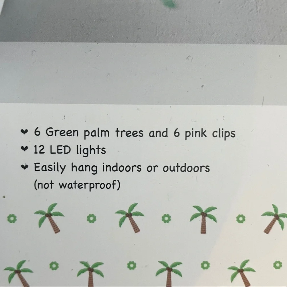 NWT sets of LED palm tree string light sets 2 total green pink indoor outdoor
